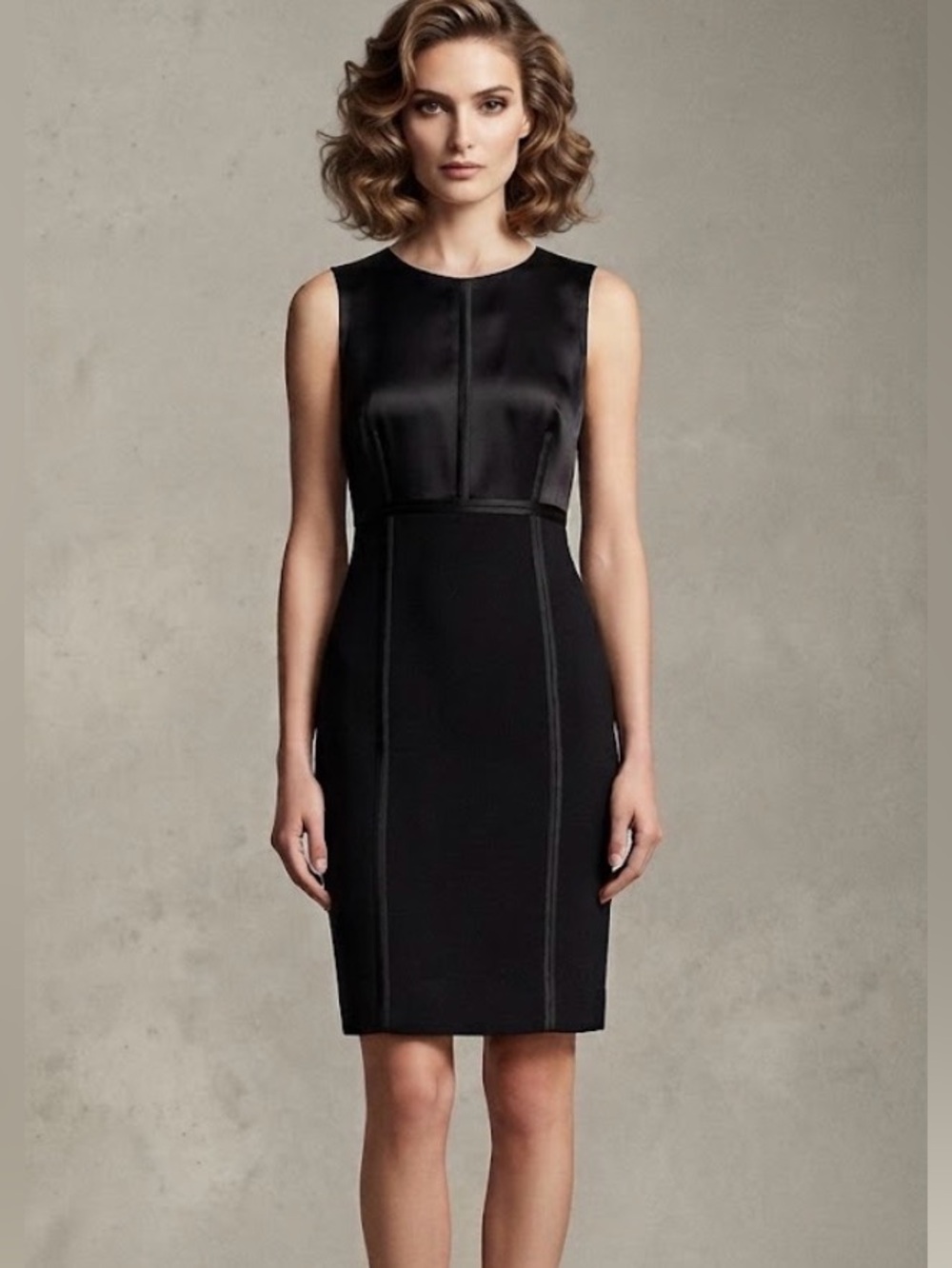 J. Mendel Black Sleeveless Midi Sheath Dress